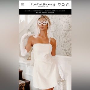 White Strapless mini dress with Bow in the back